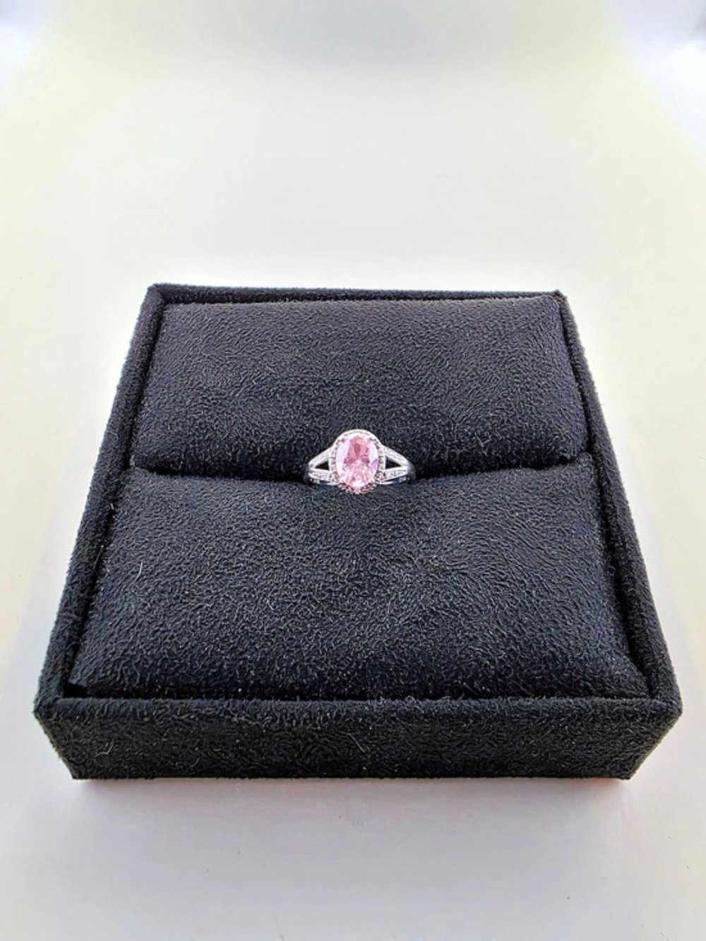 ✨ 925 Sterling Oval Pink CZ Halo Ring Cocktail Statement Ring ✨